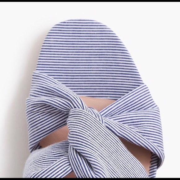 Brand New J.Crew Twisted-knot Penny In Stripe with Glitter Heel Sandals size 9.5 - Picture 2 of 6